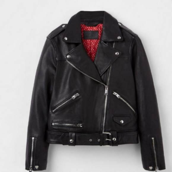 All Saints Estae Leather Biker Jacket - Picture 1 of 8
